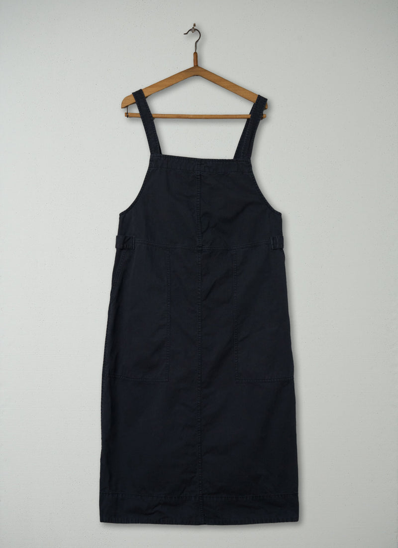 Reworn Twill Pinafore Dress Size 8 (1826) | Slate Blue
