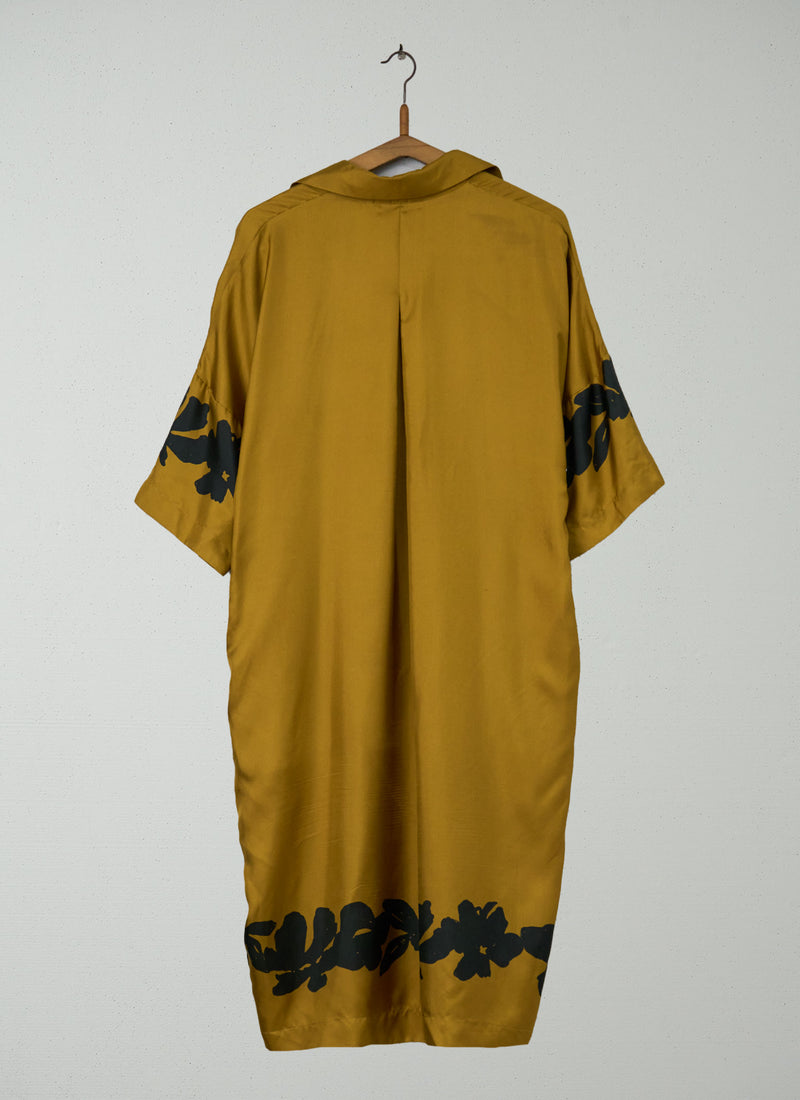 Reworn Border Print Silk Dress Size S (1946) | Multi