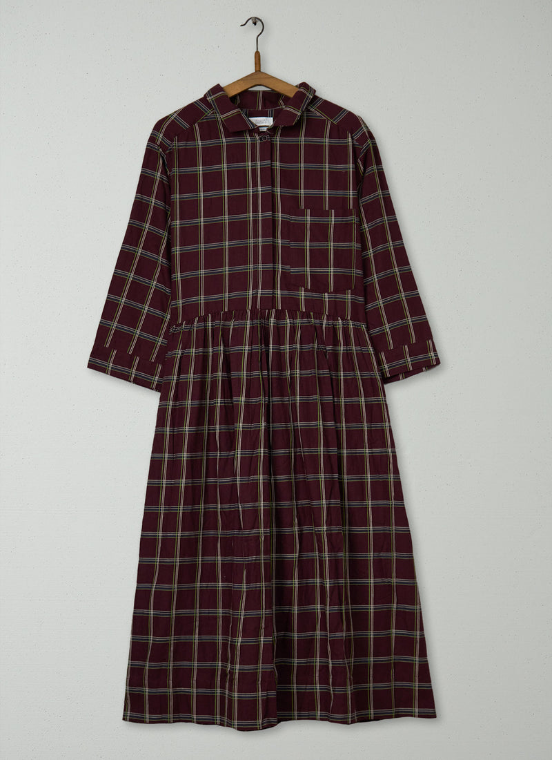 Reworn Cotton Twill Shirt Dress Size 6 (1515) | Deep Plum
