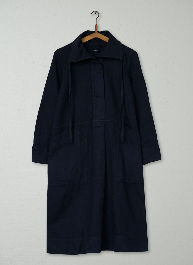 Reworn Drawstring Collar Dress Size XS (1896) | Slate