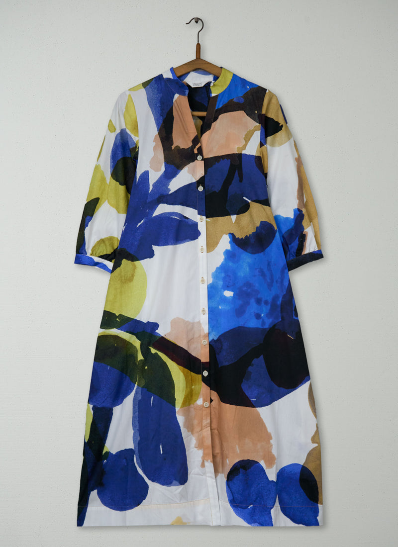 Reworn Abstract Print Cotton Poplin Dress Size XS (2183) | Multi