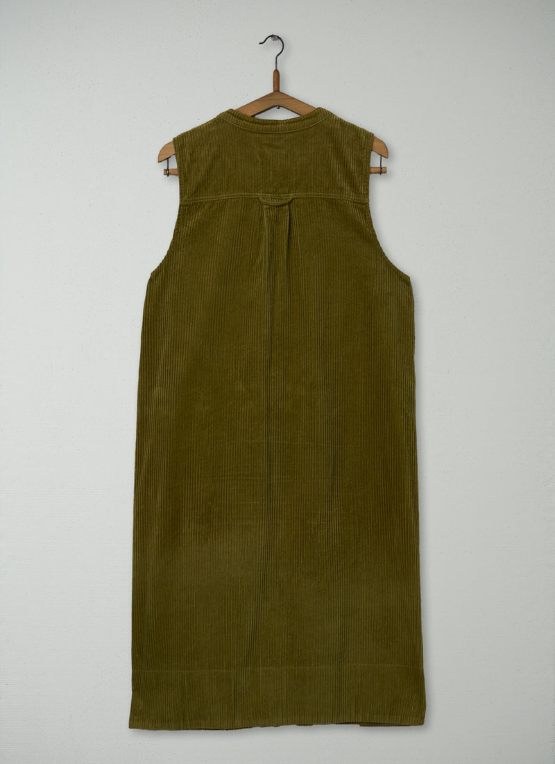 Reworn Cord Sleeveless Tunic Dress Size M (1924) | Woodland Green