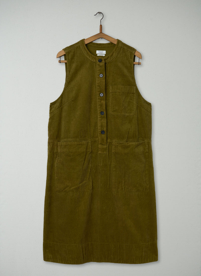 Reworn Cord Sleeveless Tunic Dress Size M (1924) | Woodland Green