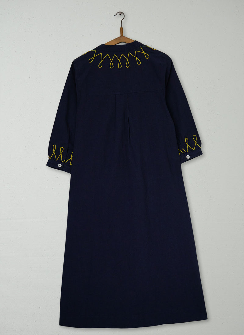 Reworn Embroidered Cotton Dress Size S (1842) | Anthracite