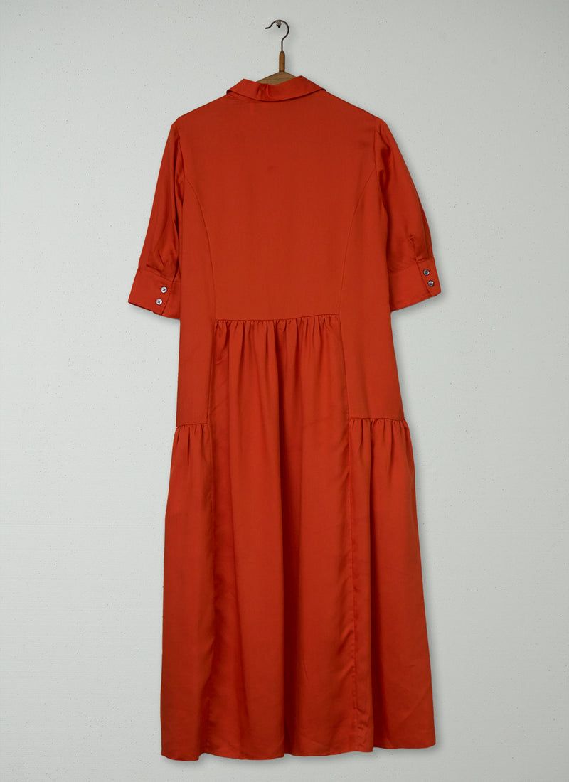 Reworn Tiered Shirt Dress Size 04 (2073) | Nasturtium