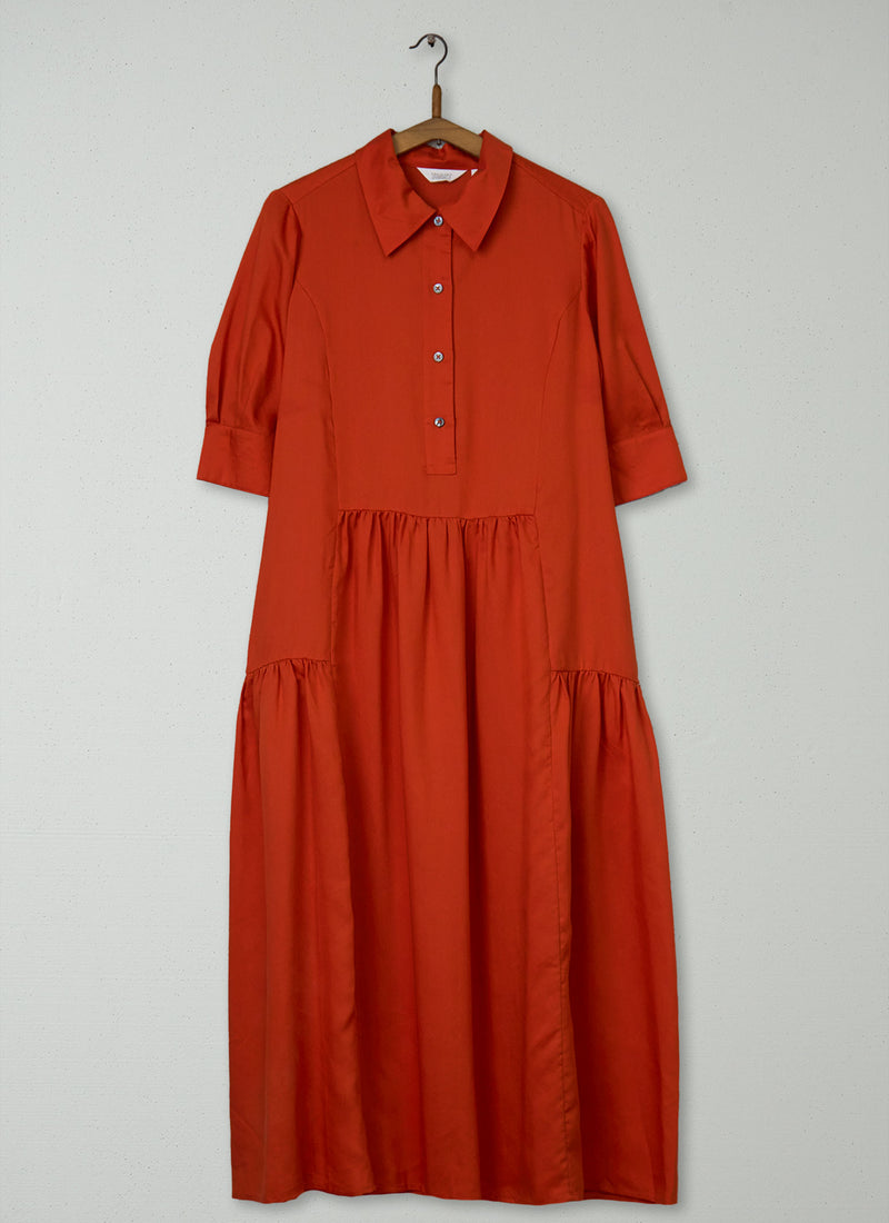 Reworn Tiered Shirt Dress Size 04 (2073) | Nasturtium
