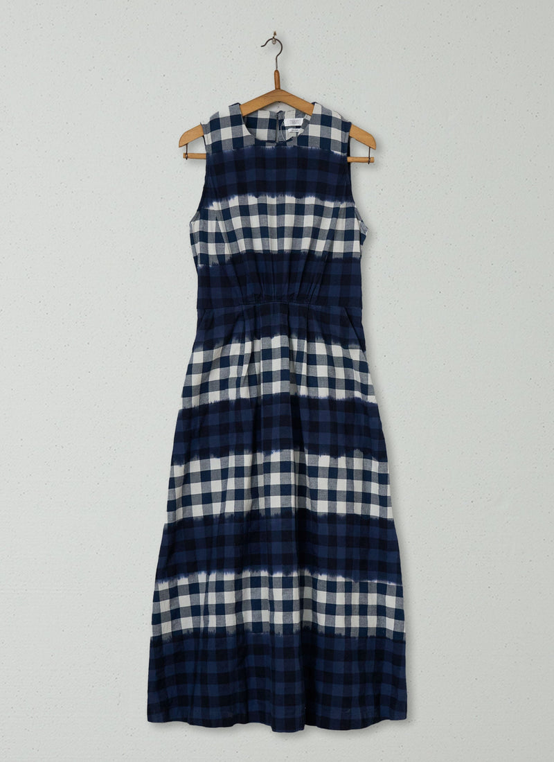Reworn Dip Dye Gingham Cotton Dress Size 12 (2245) | Multi