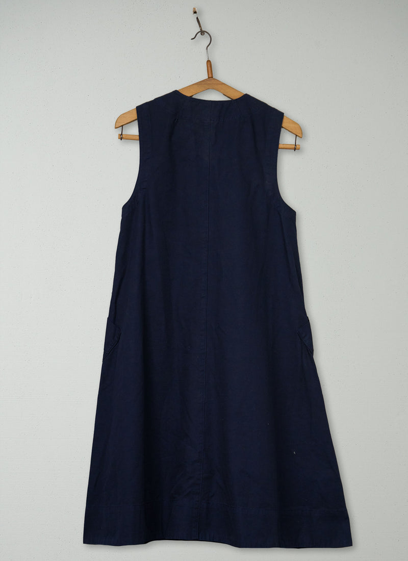 Reworn Buttoned A Line Cotton Dress Size XS (2061) | Charcoal