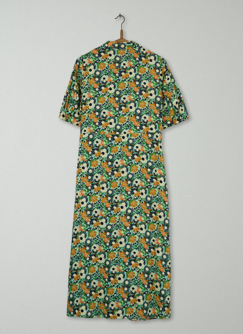 Reworn Trailing Nasturtium Print Dress Size 6 (1973) | Multi