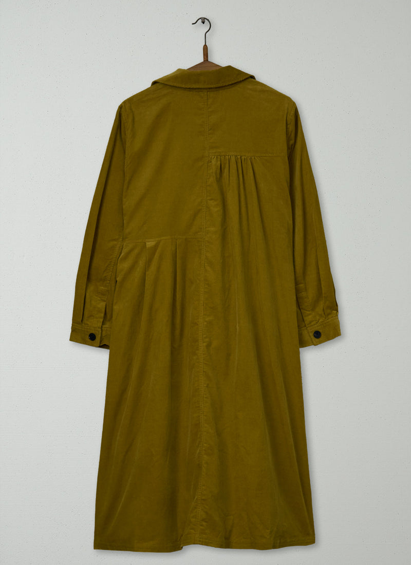 Reworn Panelled Needlecord Dress Size 16 (2225) | Golden Olive