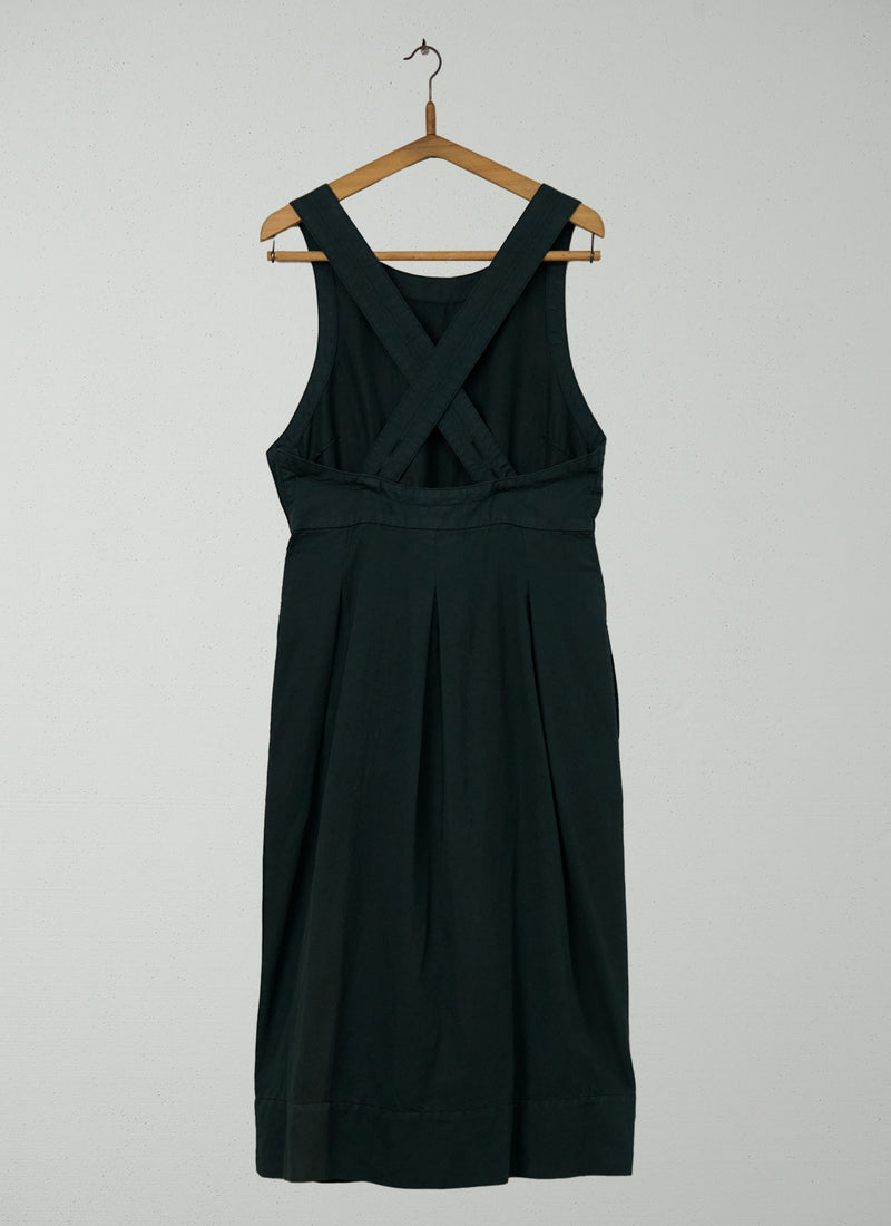 Reworn Cotton Linen Twill Pinafore Dress Size 14 (2014) | Pine