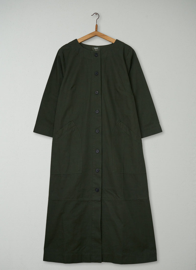 Reworn Buttoned Cotton Dress Size M (2170) | Duffle Green