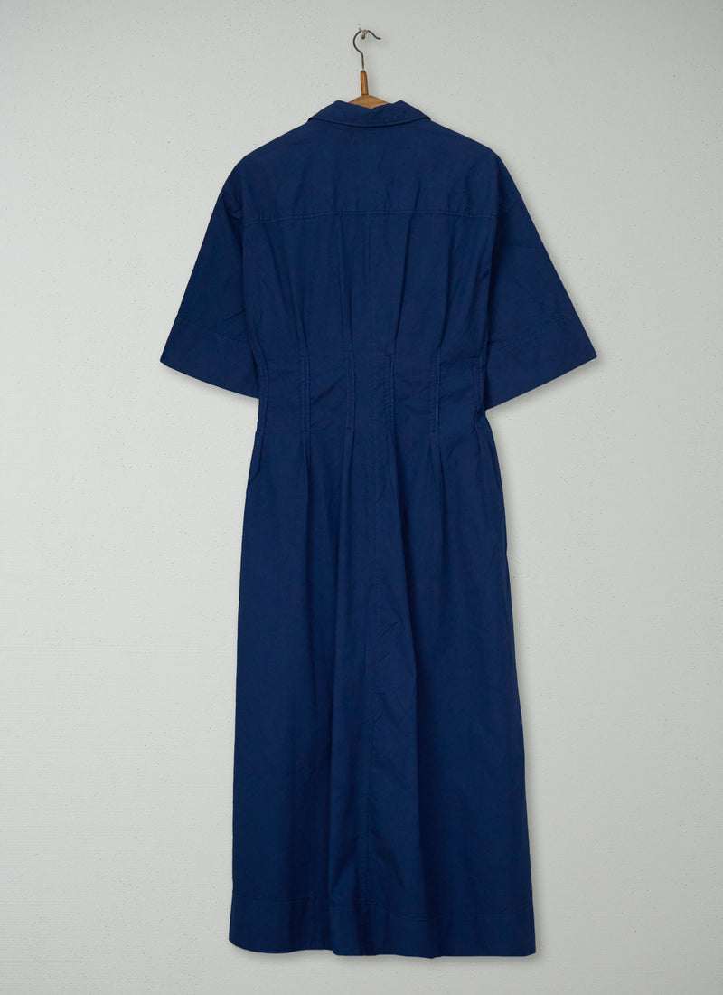 Reworn Cotton Linen Dress Size 10 (2109) | Mid Blue