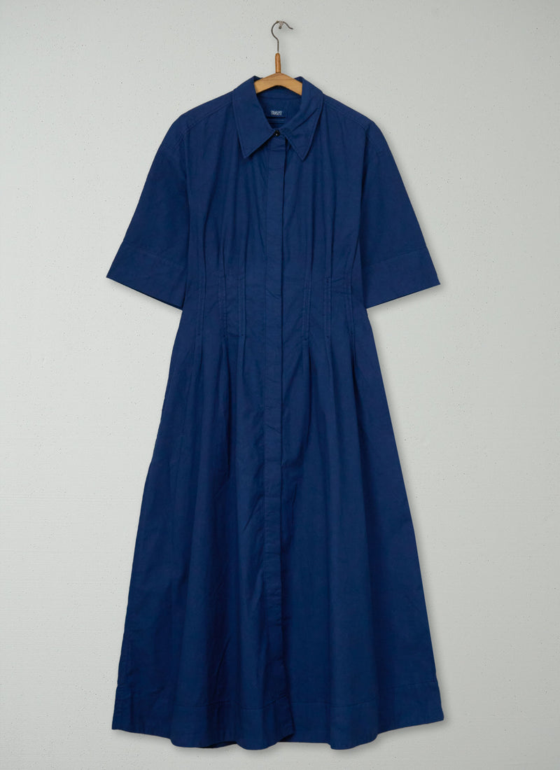 Reworn Cotton Linen Dress Size 10 (2109) | Mid Blue