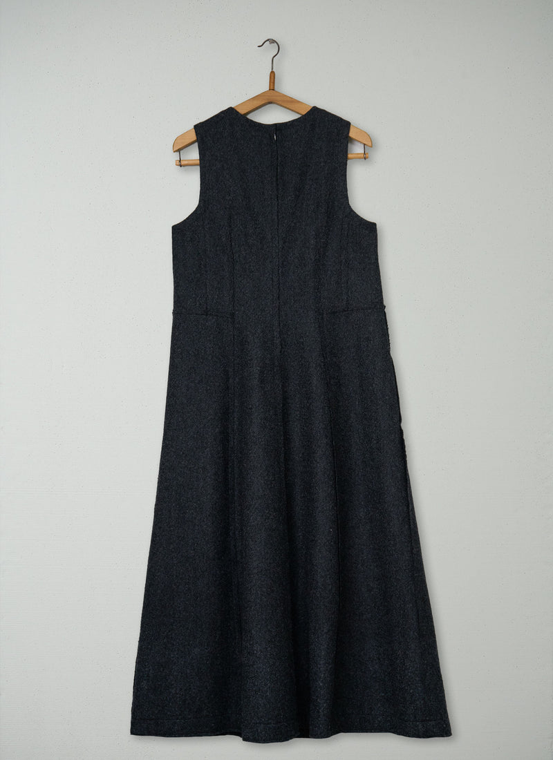 Reworn boiled Wool Dress Size 10 (2206) | Charcoal