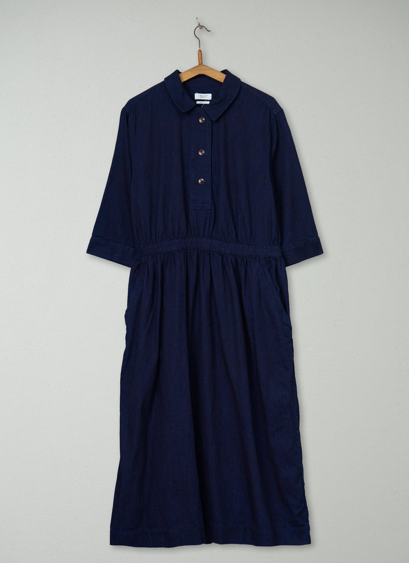 Reworn Indigo Twill Dress Size L (2135) | Indigo