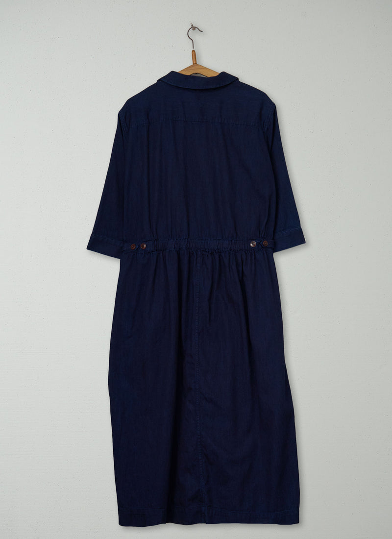 Reworn Cotton Twill Shirt Dress Size XL (2096) | Indigo