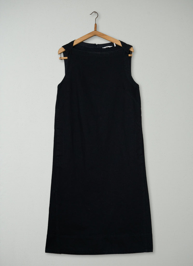 Reworn Denim Pinafore Dress Size 10 (2179) | Black