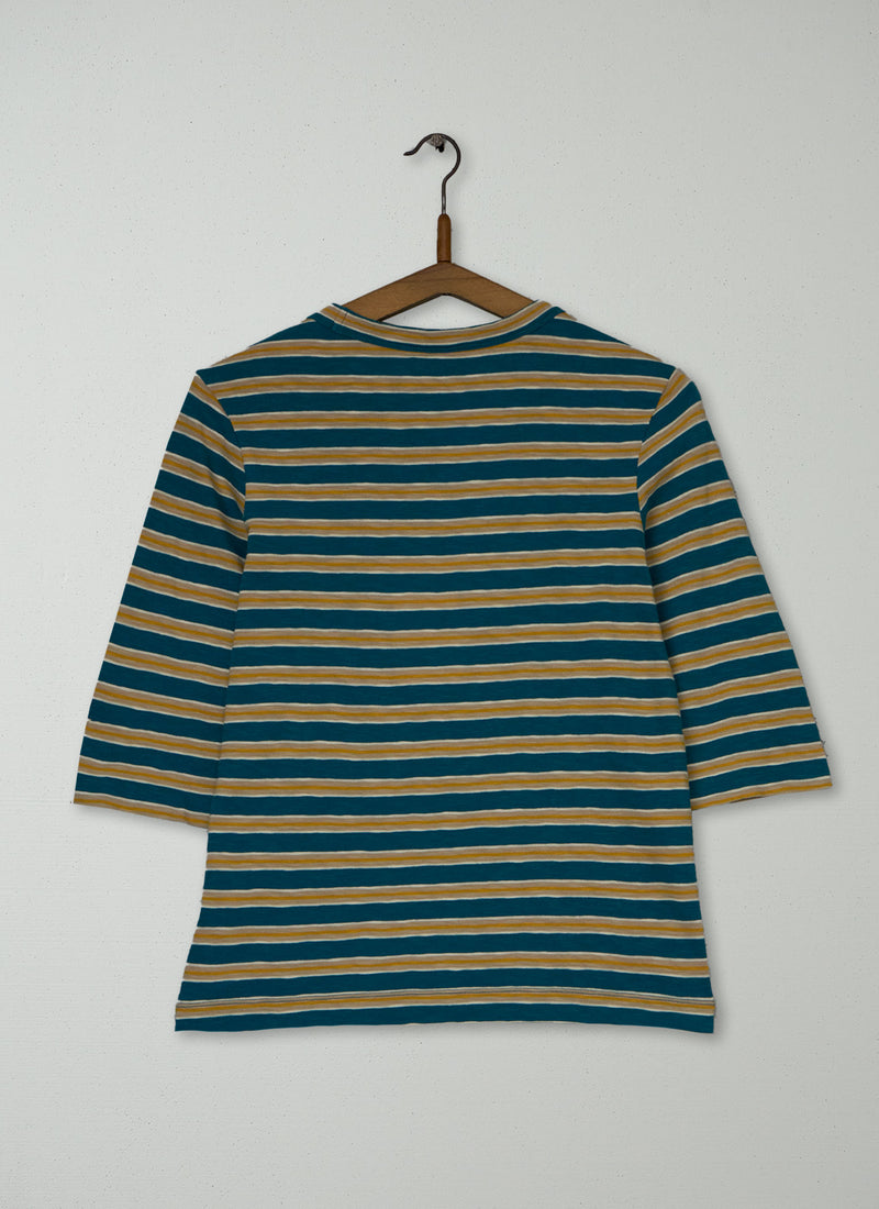 Reworn Stripe Cotton Half Sleeve Tee Size XXS (147) | Multi