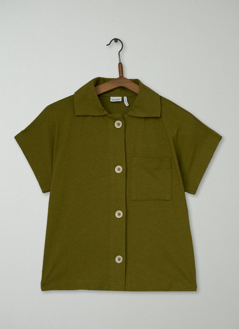 Reworn Cotton Linen Jersey Shirt Size XXS (187) | Leaf