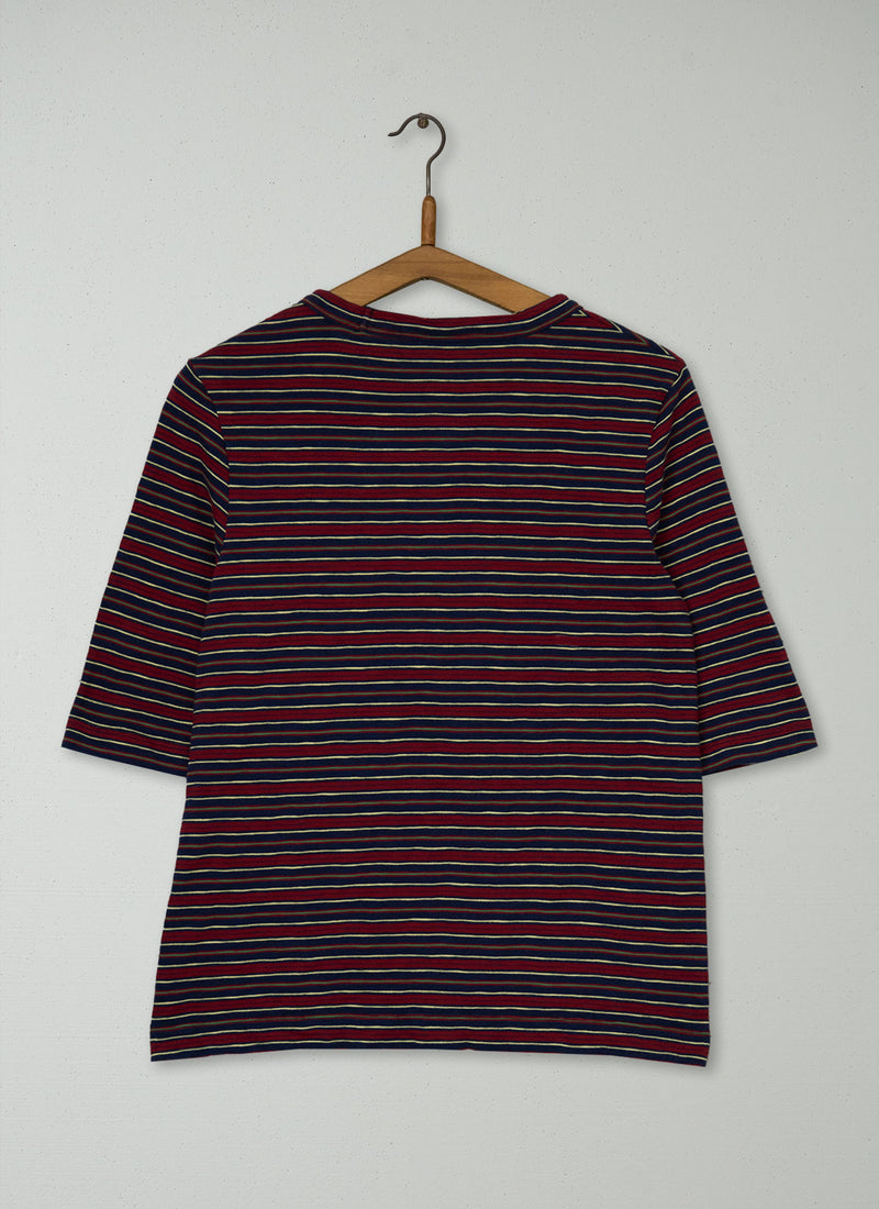 Reworn Stripe Cotton Tee Size S (201) | Multi