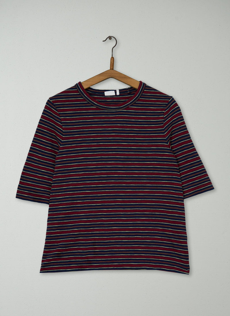 Reworn Stripe Cotton Tee Size S (201) | Multi