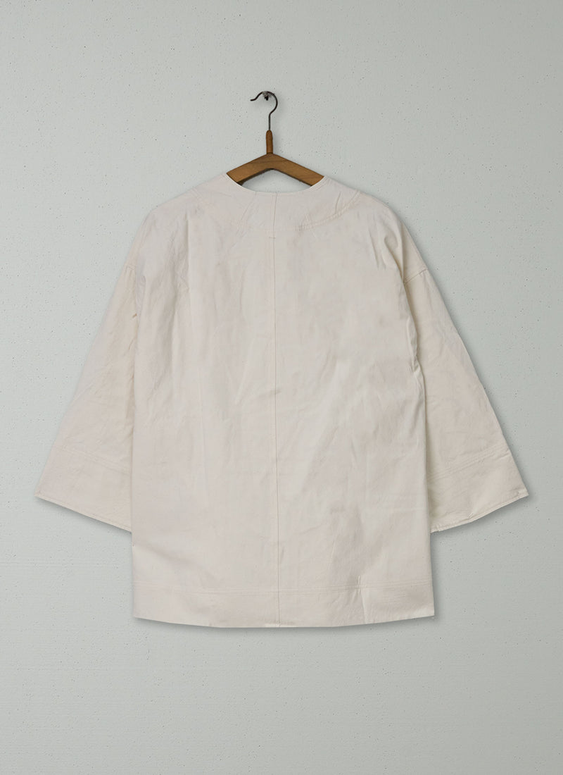 Reworn Cotton Canvas Wrap Jacket Size M (257) | Calico