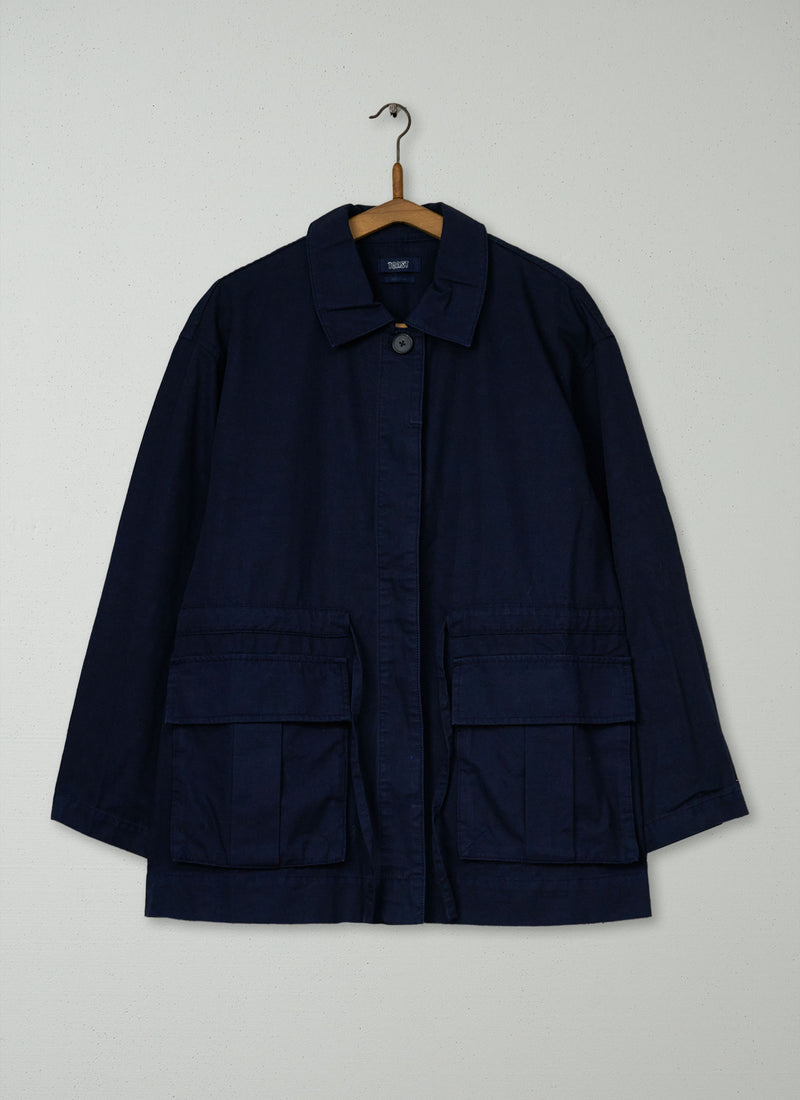 Reworn Cotton Utility Jacket Size 8 (282) | Dark Navy
