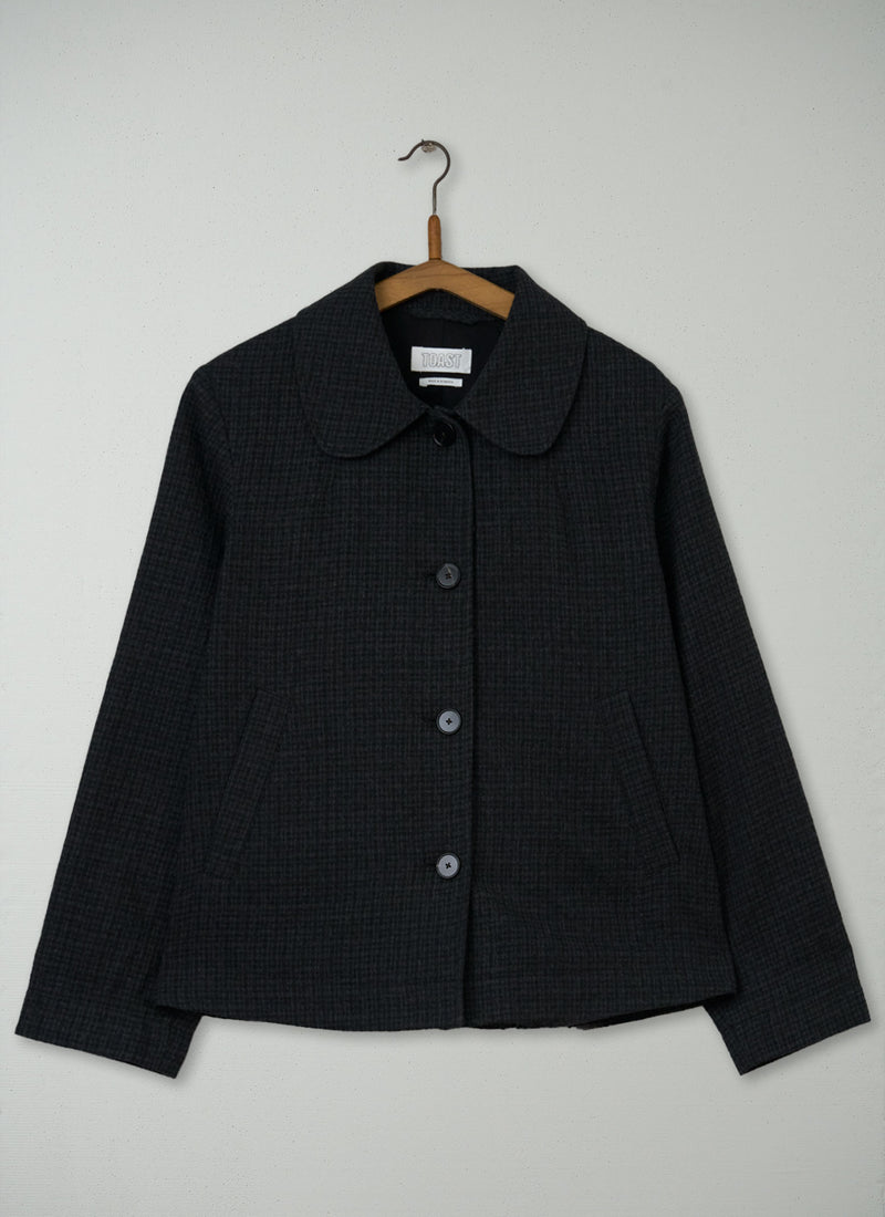 Reworn Check Round Collar Jacket Size 14 (285) | Multi