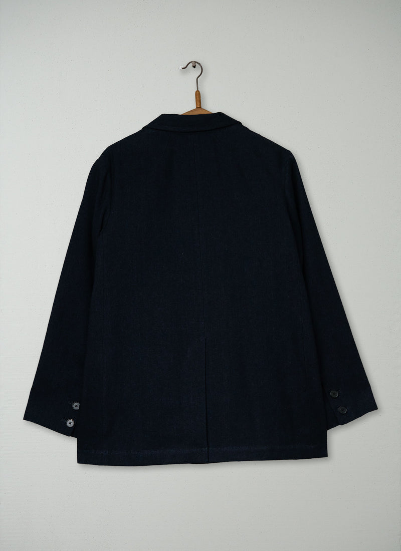 Reworn Wool Linen Jacket Size 10 (252) | Black Indigo