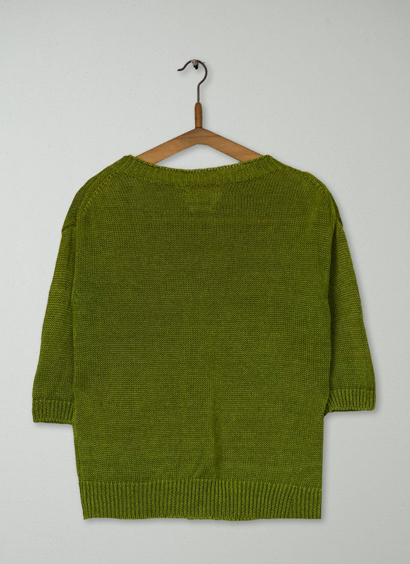 Reworn Half Sleeve Linen Sweater Size XS (745) | Apple