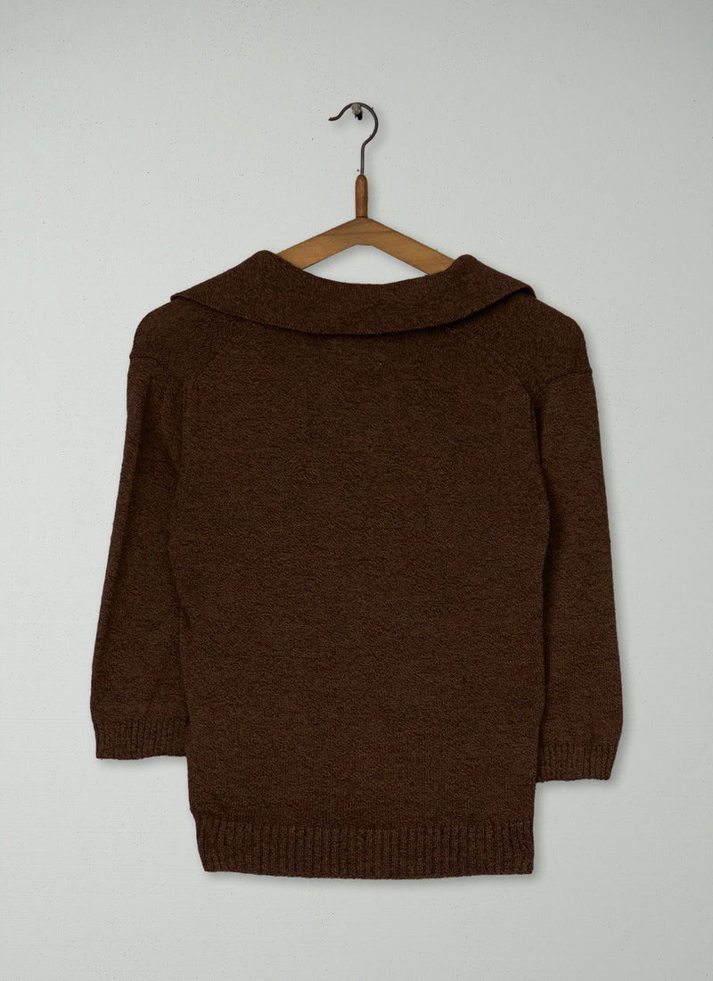 Reworn Half Sleeve Sweater Size XS (490) | Pecan
