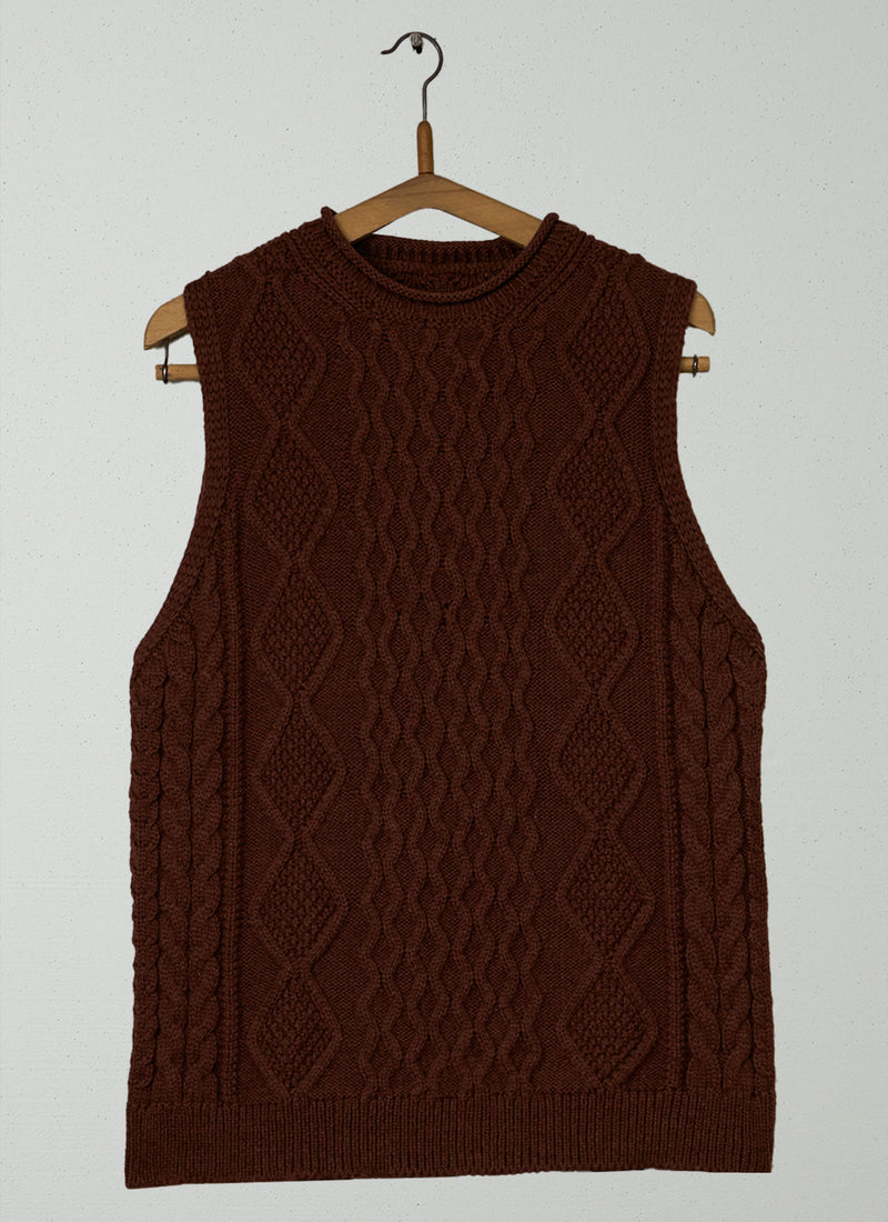 Reworn Cable Knit Tank Size L (575) | Beech Nut