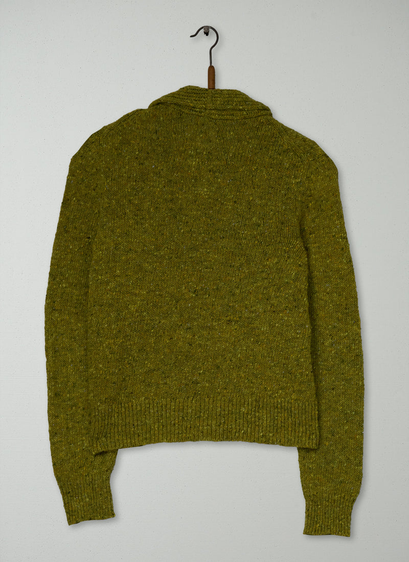Reworn Donegal Wool Cardigan Size XS (640) | Citrus Green