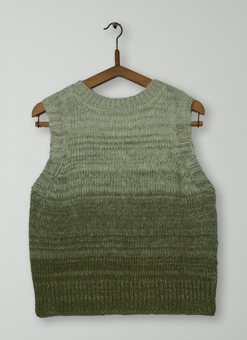 Reworn Ombre Knitted Tank Size M (648) | Sea Foam