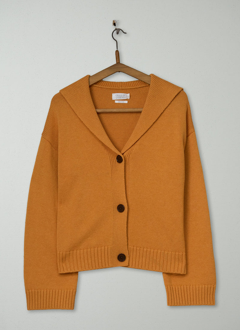 Reworn Collared Wool Cotton Cardigan Size XXSXS (364) | Cantaloupe Melon