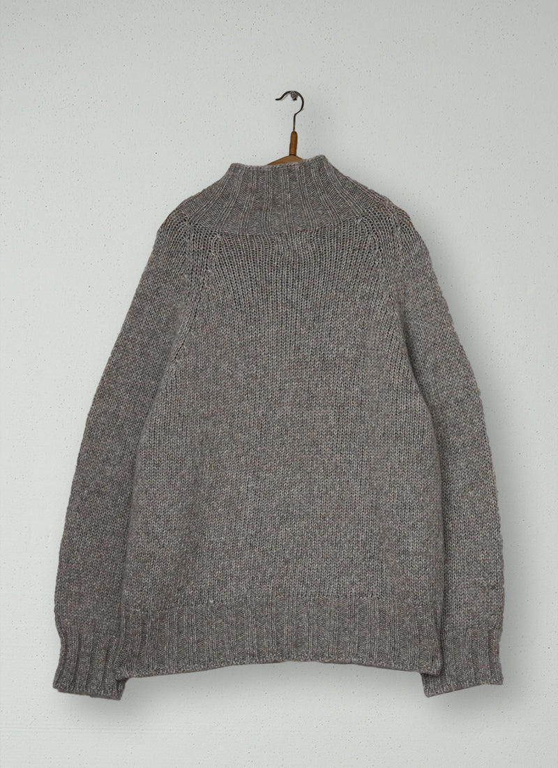 Reworn Alpaca High Neck Sweater Size SM (735) | Stone