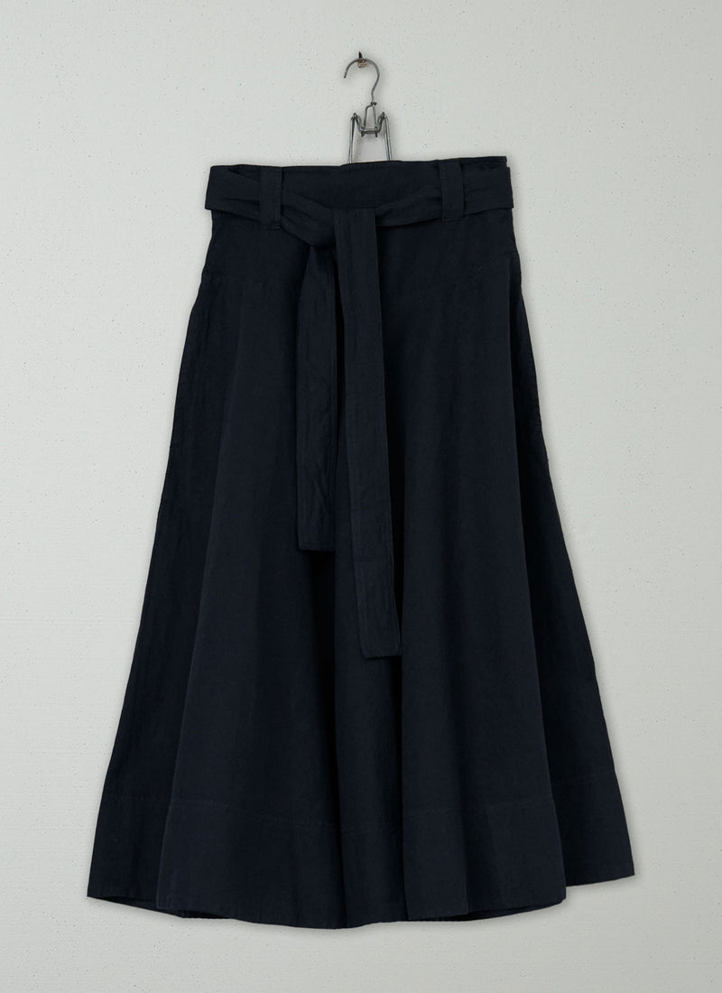 Reworn Cotton Linen Circle Skirt Size 6 (347) | Slate