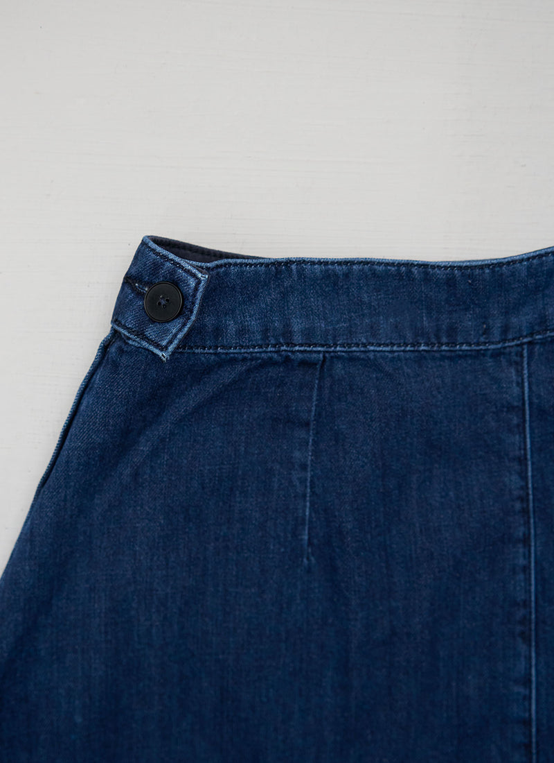 Reworn Denim Workwear Skirt Size 6 (359) | Indigo