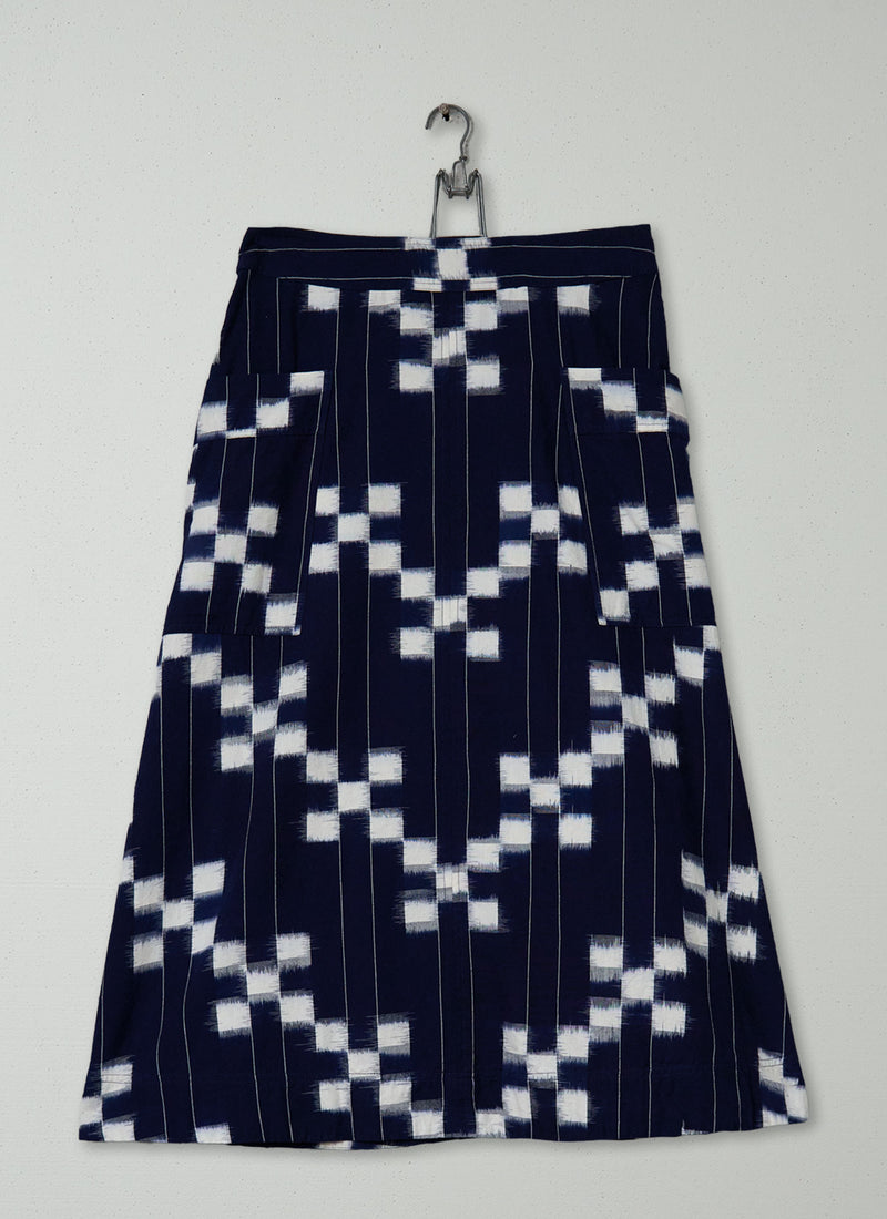 Reworn Flared Ikat Skirt Size 6 (362) | Multi