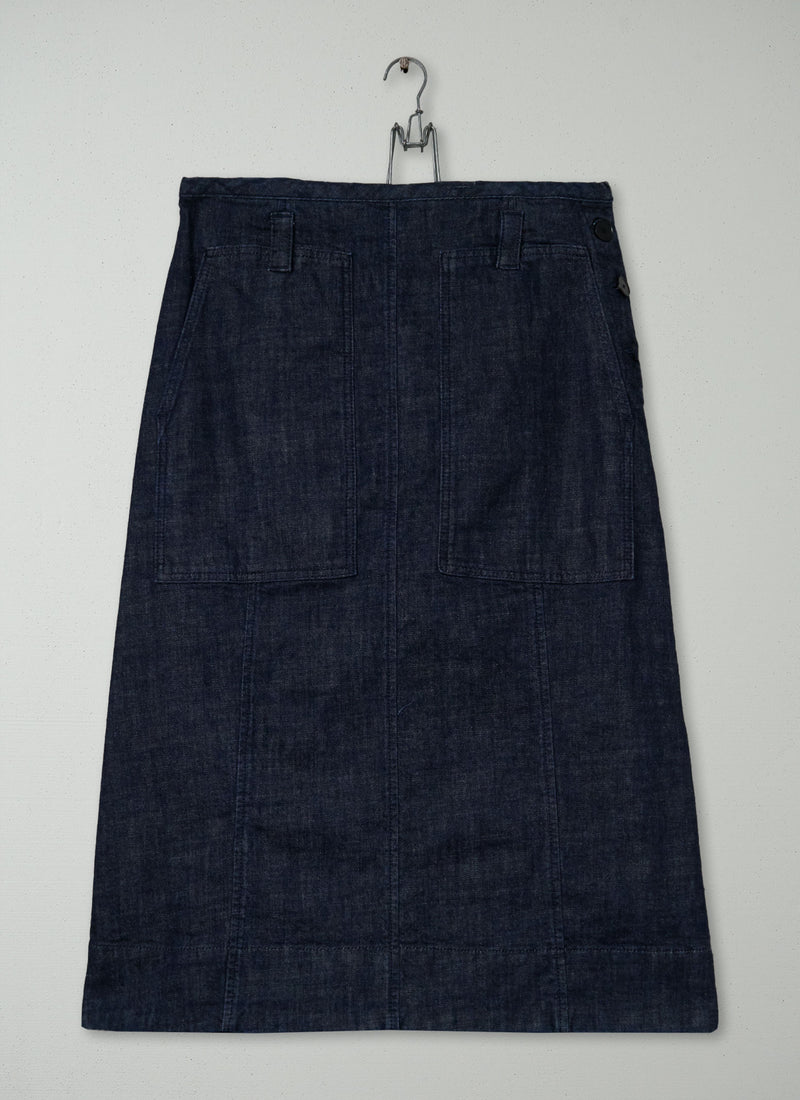 Reworn Patch Pocket Indigo Denim Skirt Size 18 (317) | Indigo