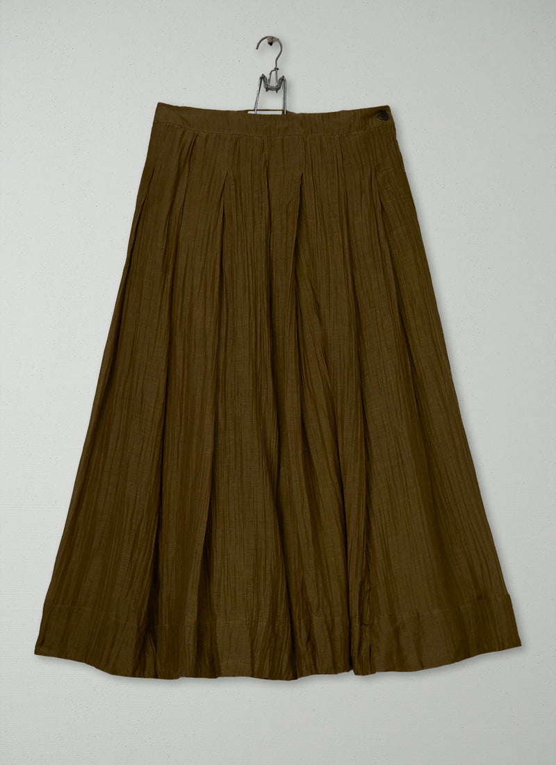 Reworn Silk Organza Skirt Size 4 (357) | Rich Olive