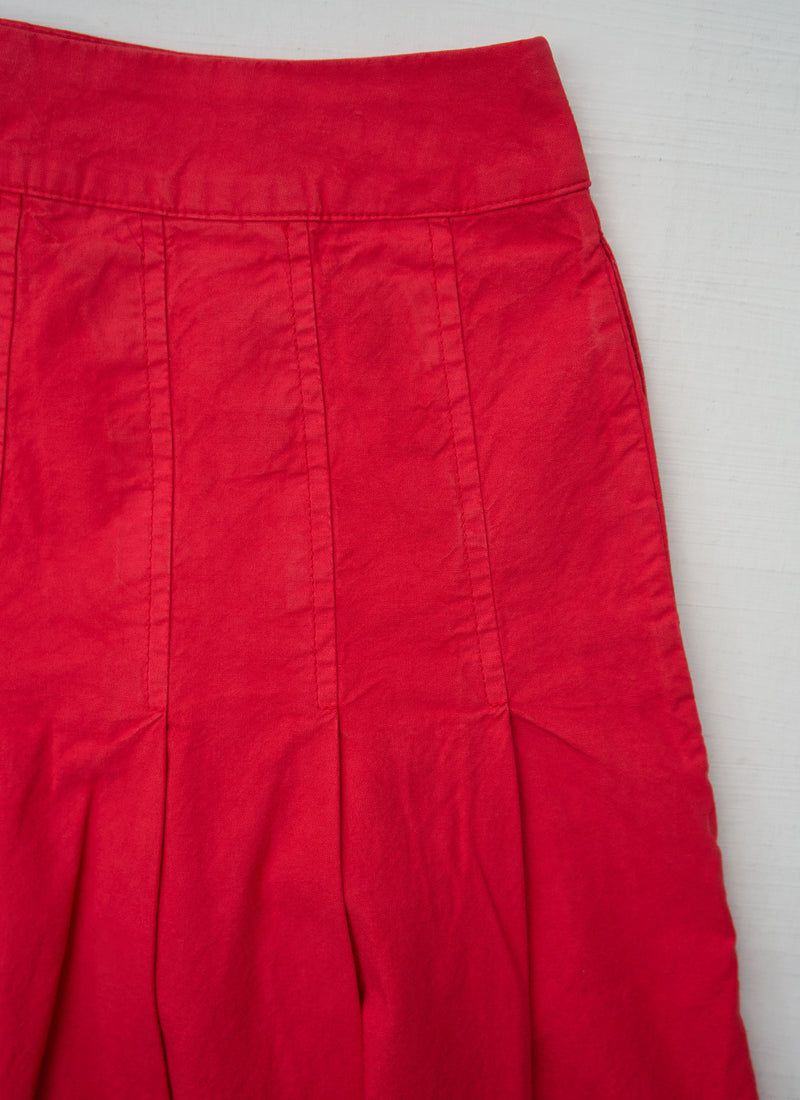 Reworn Cotton Linen Skirt Size 4 (369) | Cardinal Red