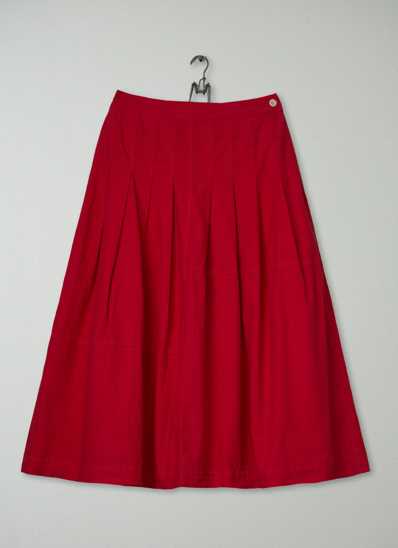 Reworn Cotton Linen Skirt Size 4 (369) | Cardinal Red