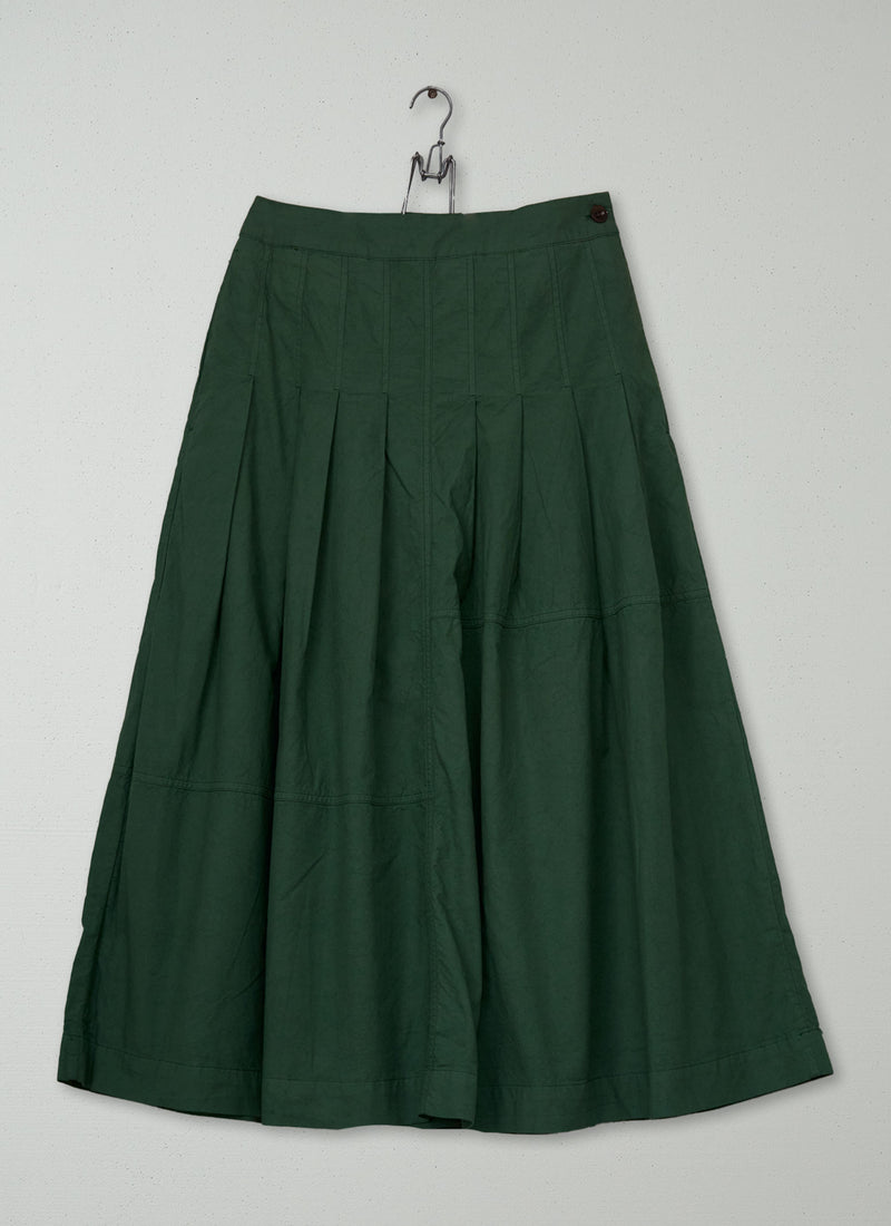 Reworn Cotton Linen Skirt Size 8 (355) | Forest Green