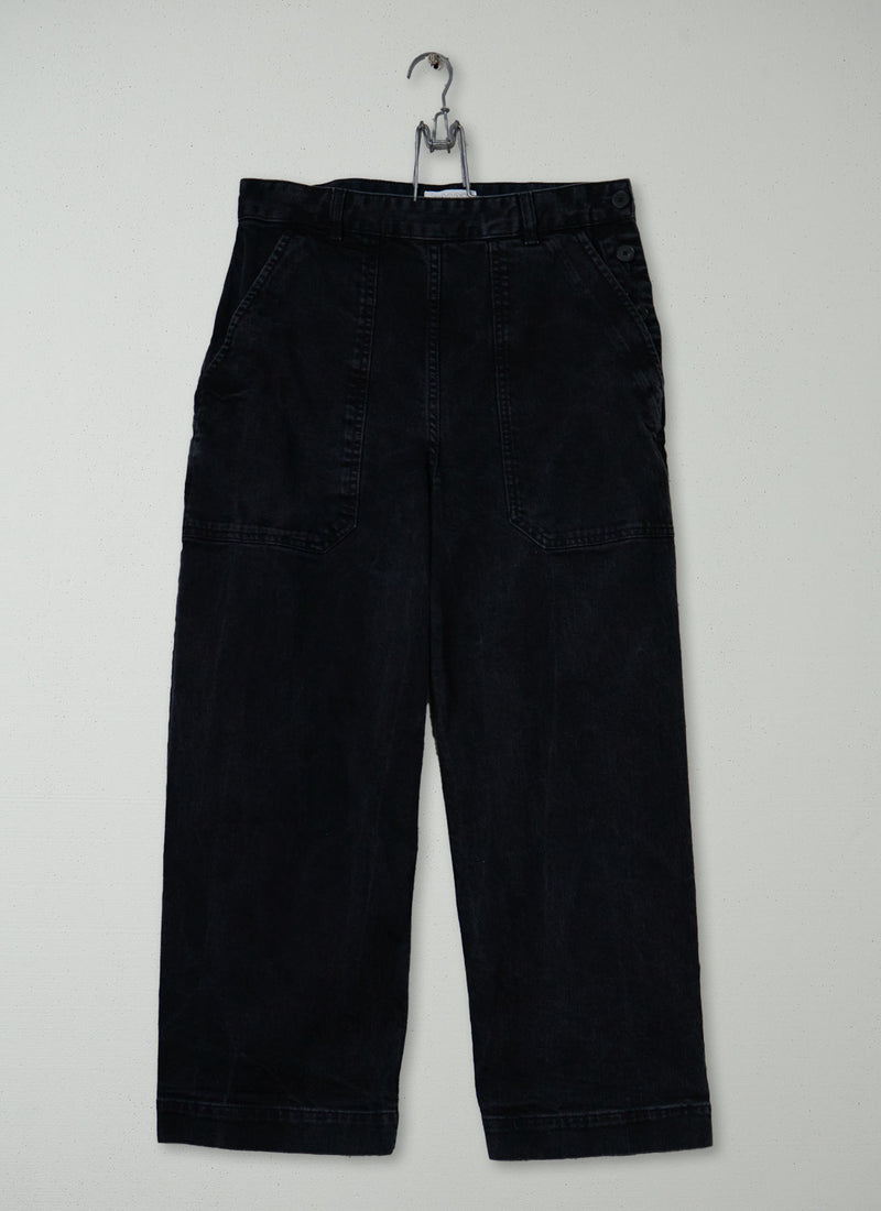 Reworn Denim Side Button Trousers Size 10 (1382) | Black