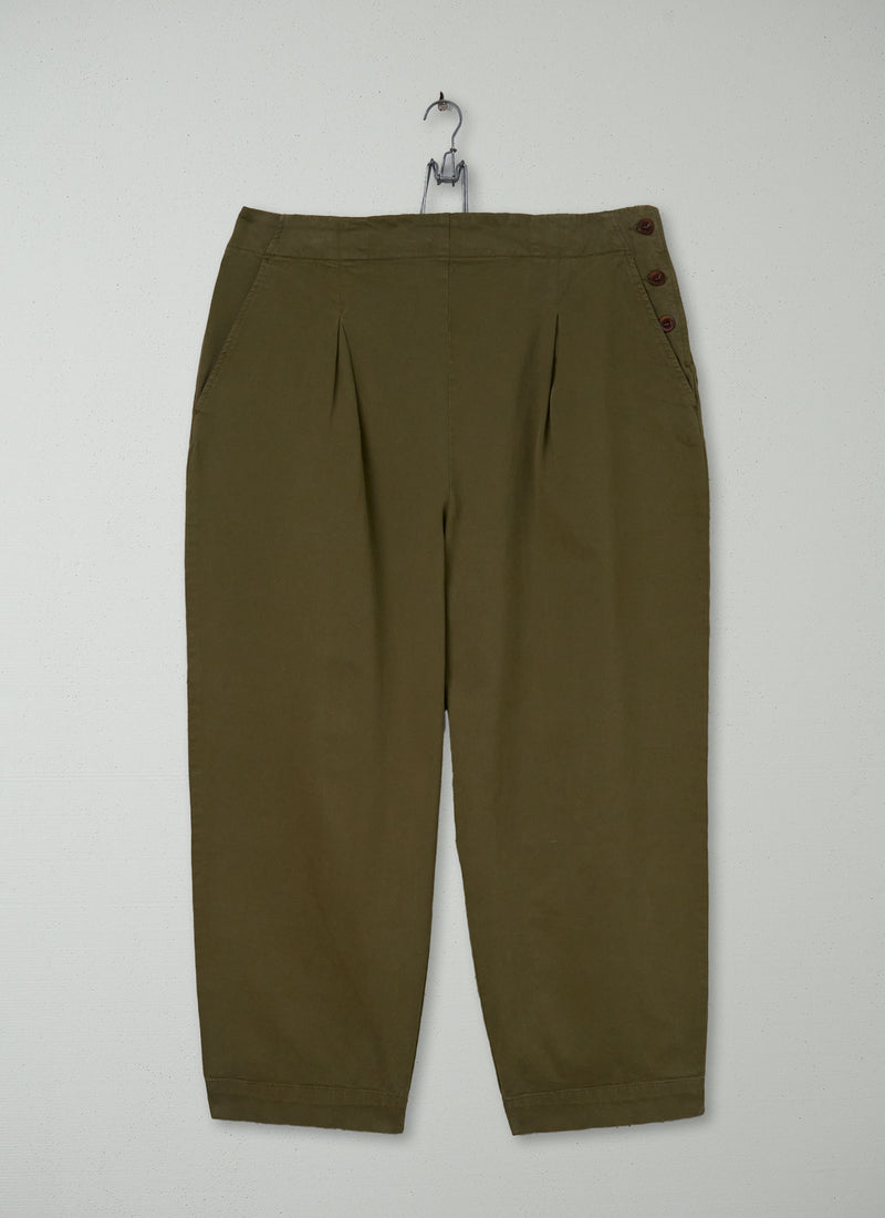 Reworn Side Button Trousers Size 8 (1360) | Dark Pear