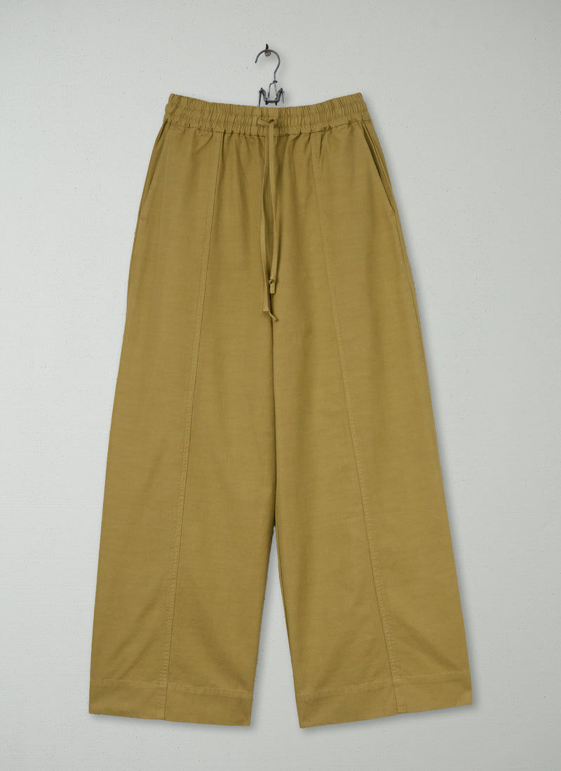 Reworn Wide Leg Cotton Trousers Size 8 (1445) | Fawn