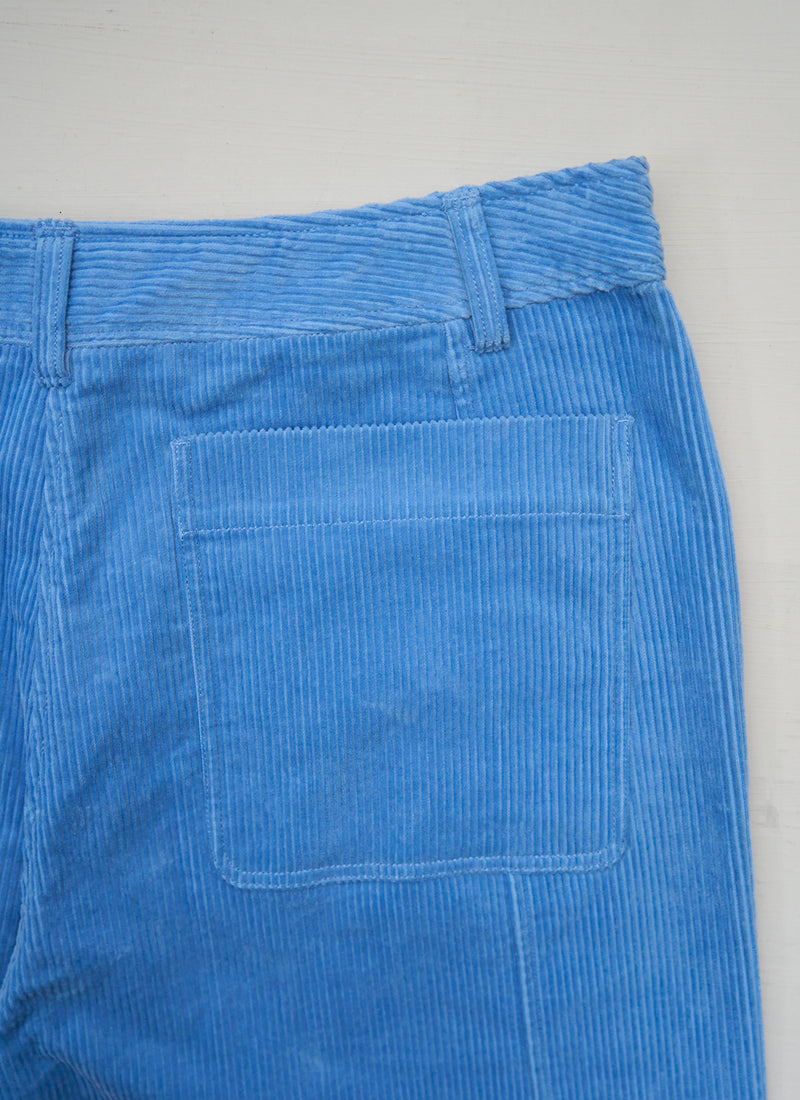 Reworn Organic Cord Trousers Size 4 (1427) | Woad