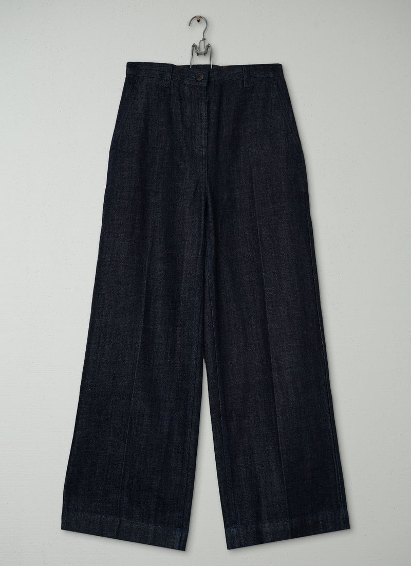Reworn Flat Front Denim Trousers Size 8 (1420) | Indigo
